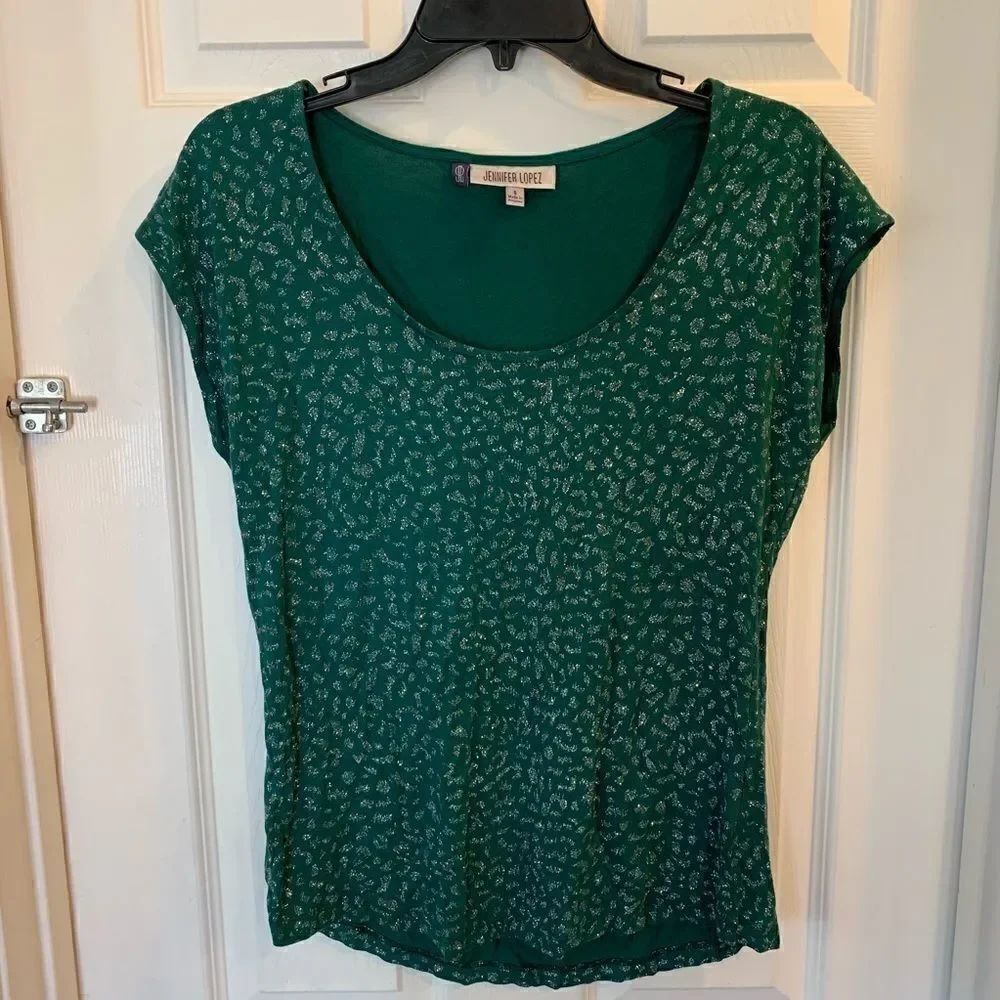 Jennifer Lopez  Green Sparkle Top Size Small